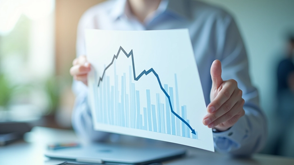 Représentation graphique d'une baisse progressive du pouvoir d'achat avec symboles économiques et courbes décroissantes