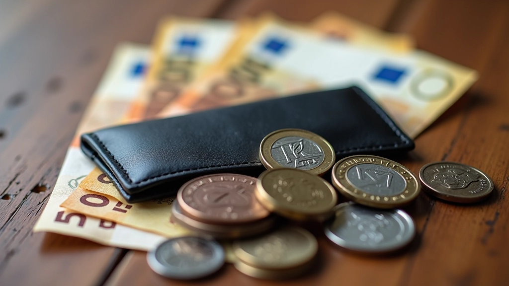 Portefeuille vide avec pièces et billets, symbolisant l'érosion du pouvoir d'achat des ménages